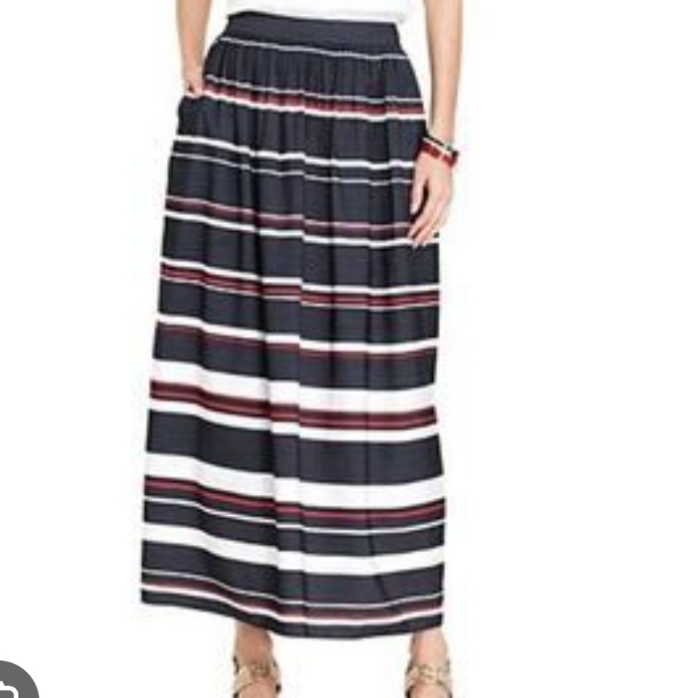 Tommy Hilfiger Navy and White Skirt